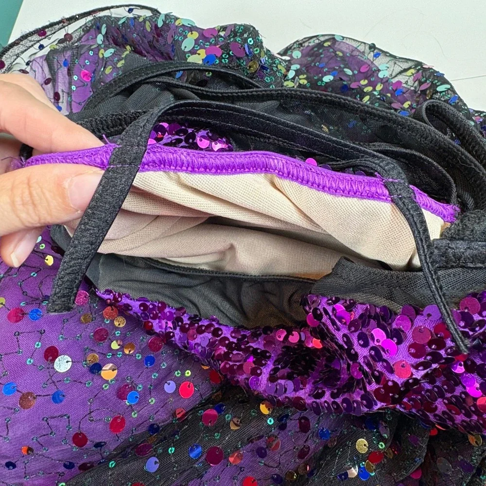 Weissman Purple‎ Sequin Ombre Dance Costume Lyrical Jazz Girls MC